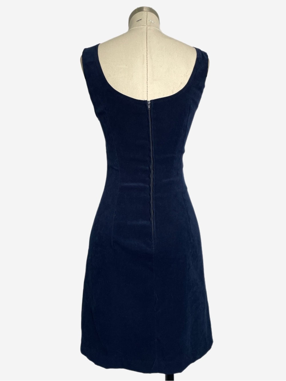 Vintage 90s 579 Blue faux suede floral embroidery mini dress fall whimsigoth XS - Picture 5 of 9